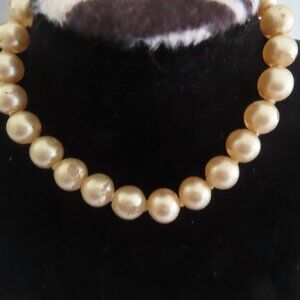 Vintage Single Strand Faux Pearl Choker Necklace 13" Signed Japan